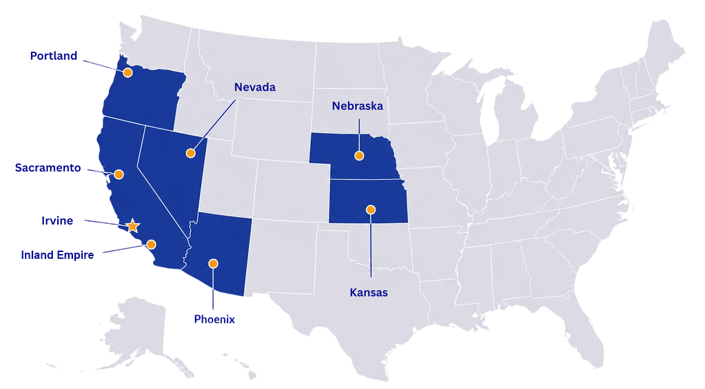 United States map showing Aperto's office locations